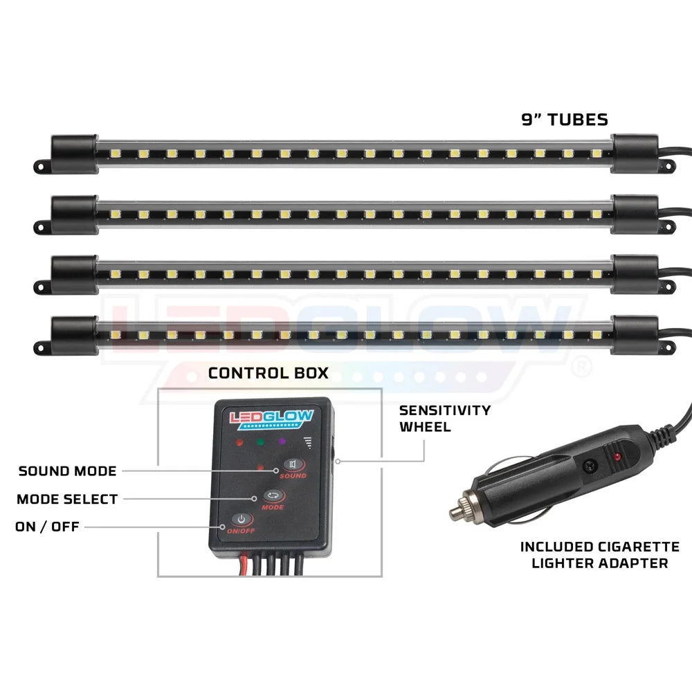 4-Piece Purple LED Interior Underdash Lighting Kit