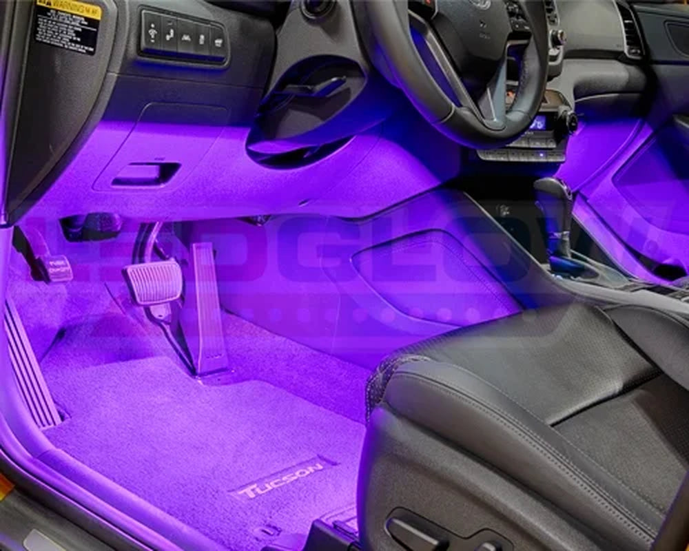 4-Piece Purple LED Interior Underdash Lighting Kit