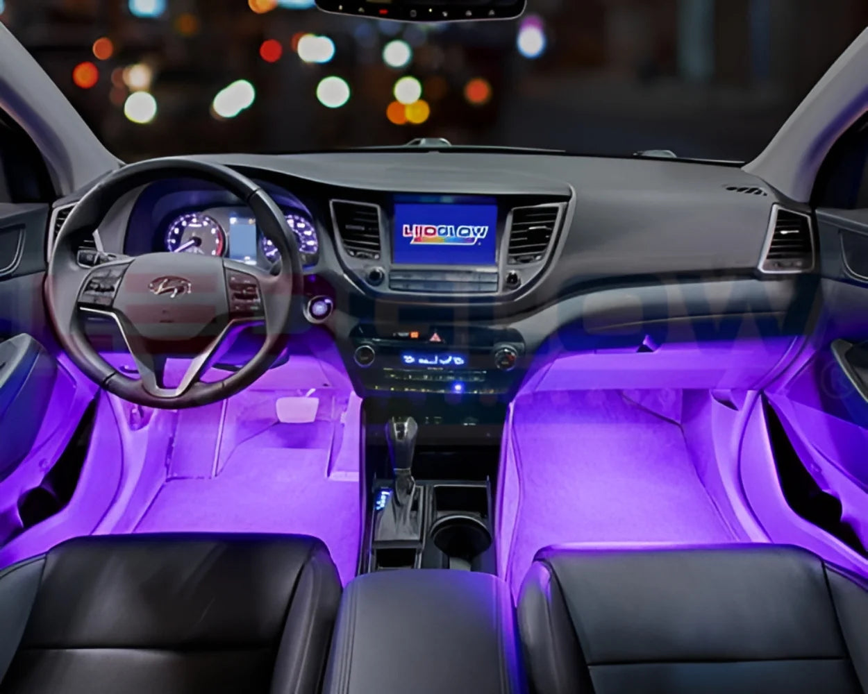 4-Piece Purple LED Interior Underdash Lighting Kit