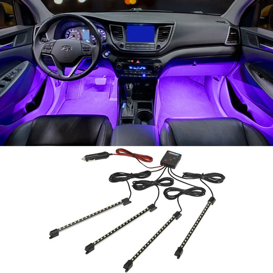 4-Piece Purple LED Interior Underdash Lighting Kit